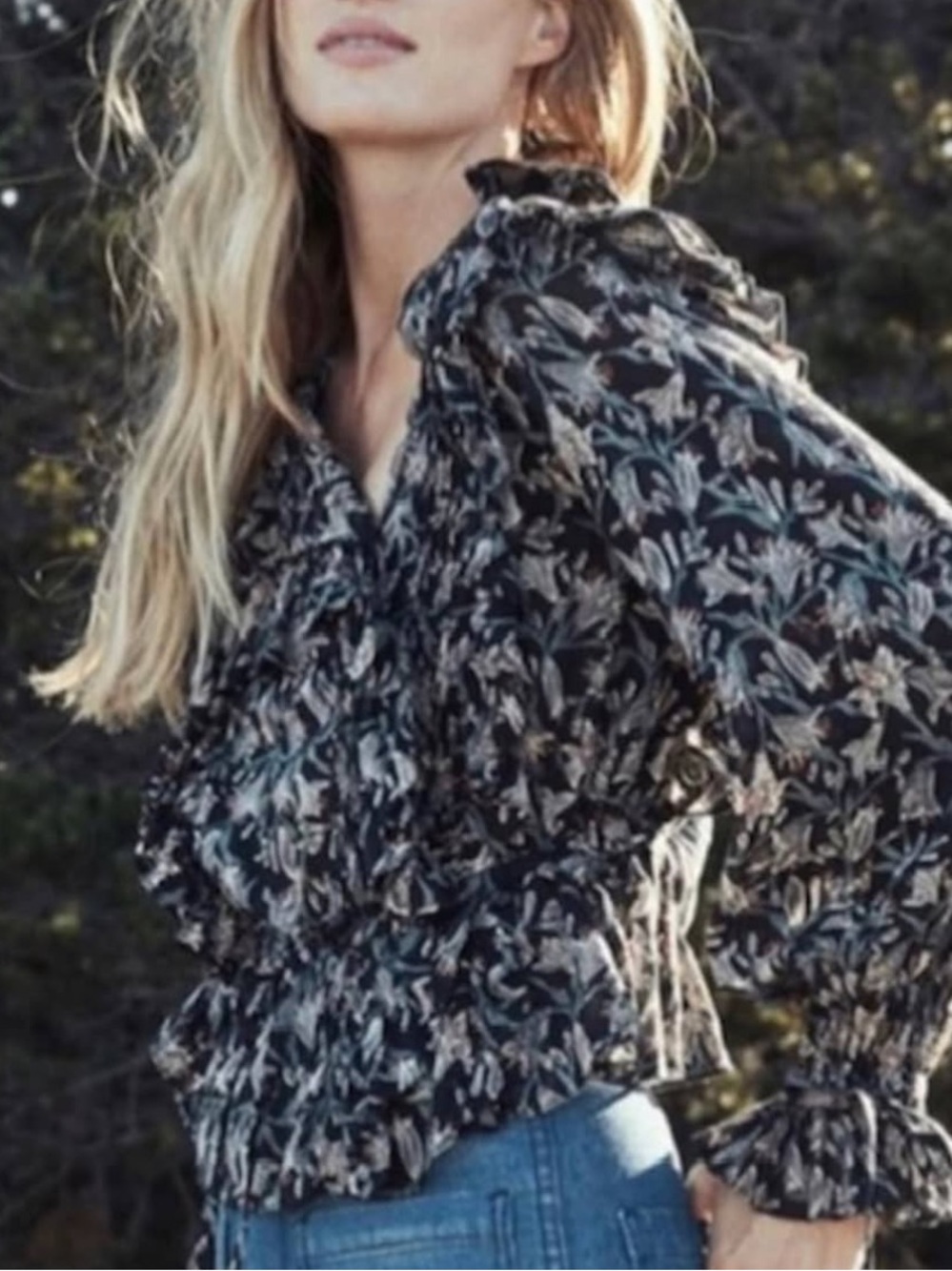 Doen Luca Blouse in Lilium Black Floral
